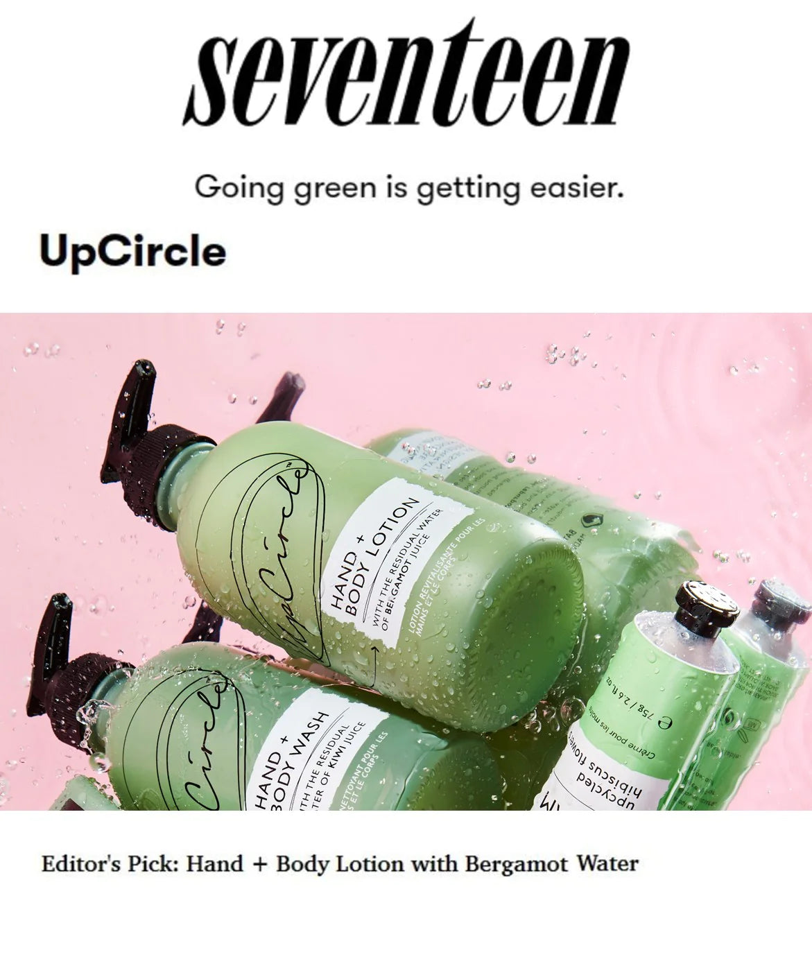 UpCircle Hand and Body Lotion provides a refreshing sensation and aids in restoring and protecting the skin.