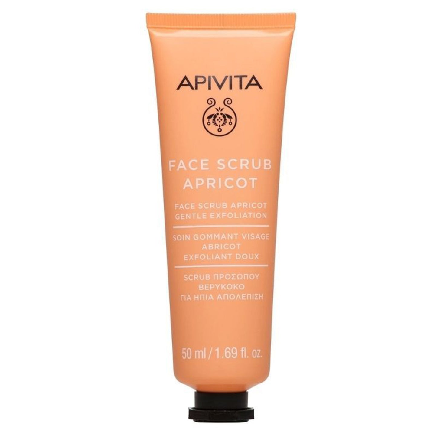 Apivita Face Scrub with Apricot, This face scrub is fortified with apricot, a beloved Mediterranean fruit, for a gentle exfoliation and cleansing.