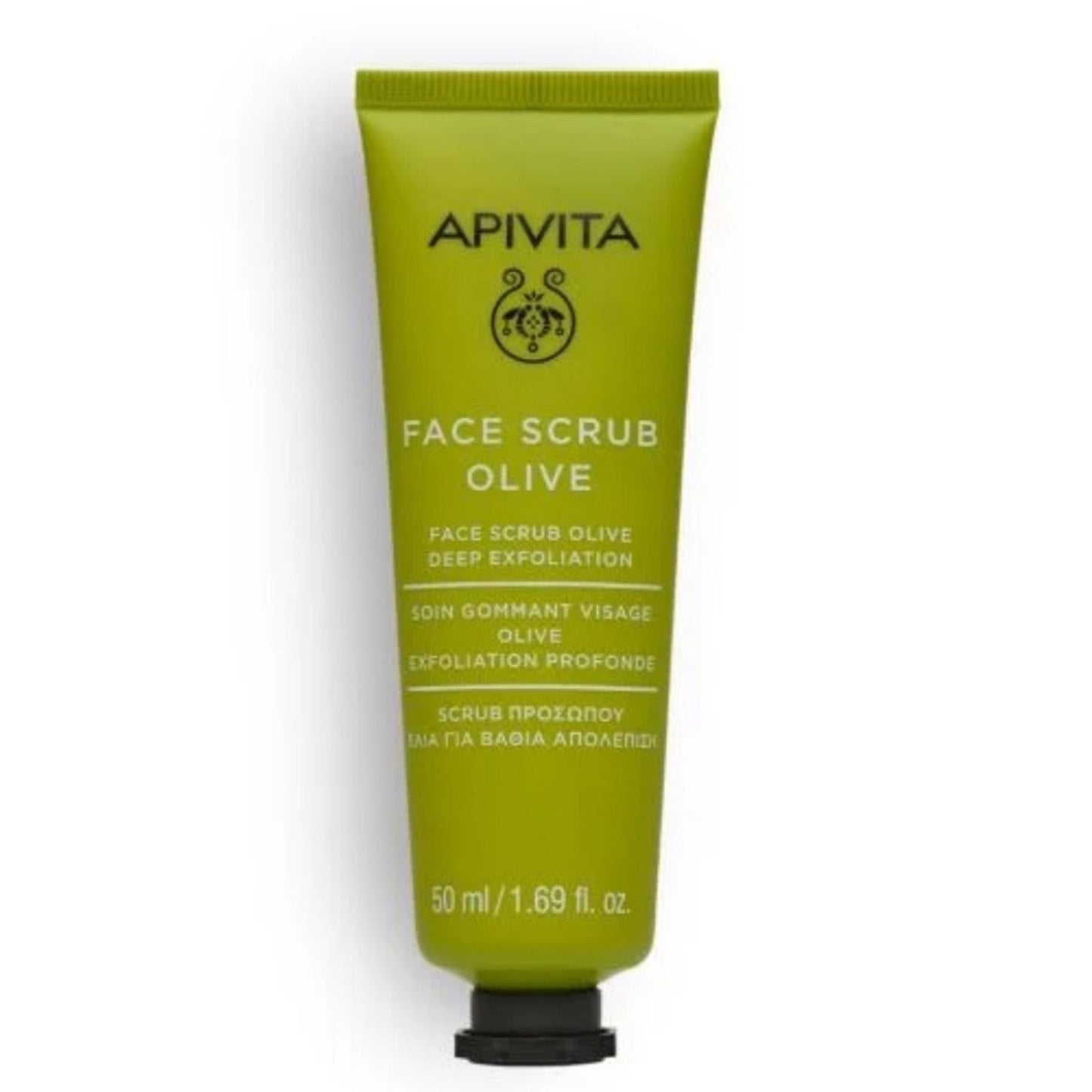 Apivita Face Scrub Olive for Deep Exfoliation rejuvenates, removes dead skin and improves skin texture.