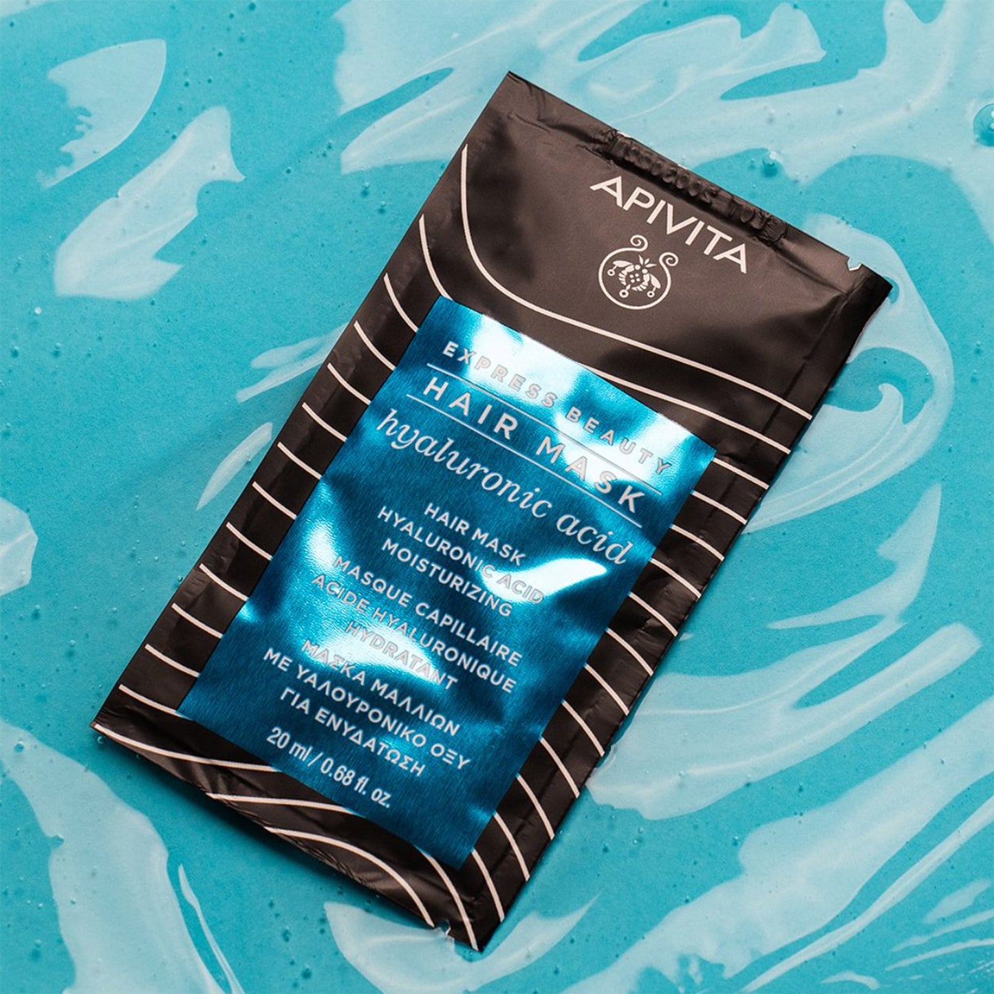 Apivita Moisturising Hair Mask with Hyaluronic acid with Rosemary, sage and propolis extracts provide antioxidant protection to promote hair vitality.
