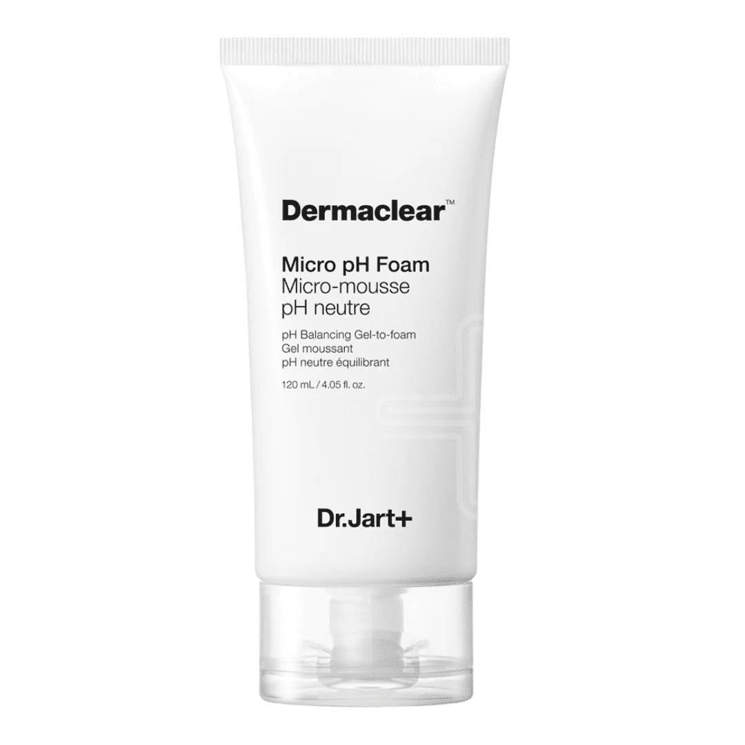 Dr.Jart+ Dermaclear Micro pH Foam offers a pleasant and thorough deep cleaning experience with Hydrogen Bio Water Moist for a healthy and balanced pH.