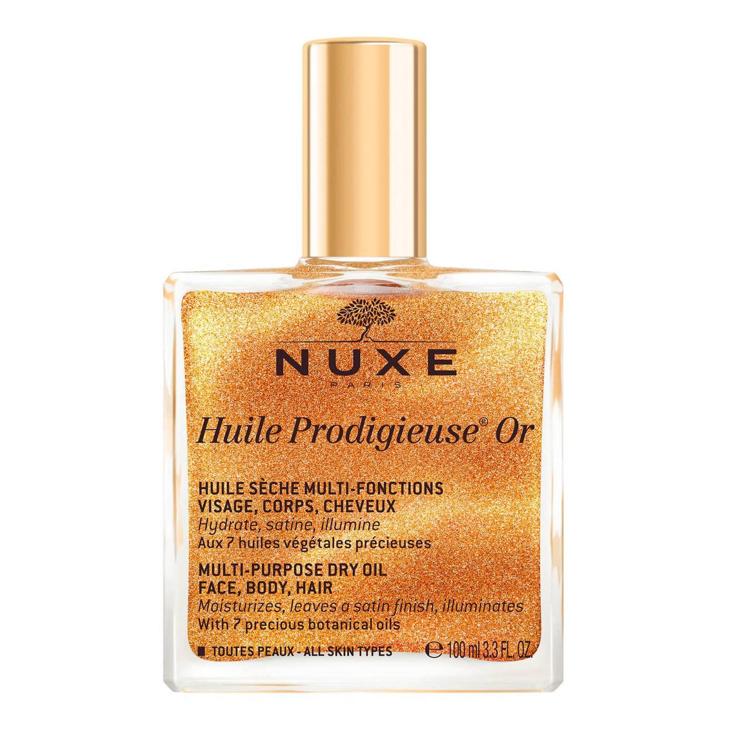 Nuxe Shimmering Dry Oil Huile Prodigieuse illuminates, softens and hydrates you face, body and hair. Holidays favourite product.