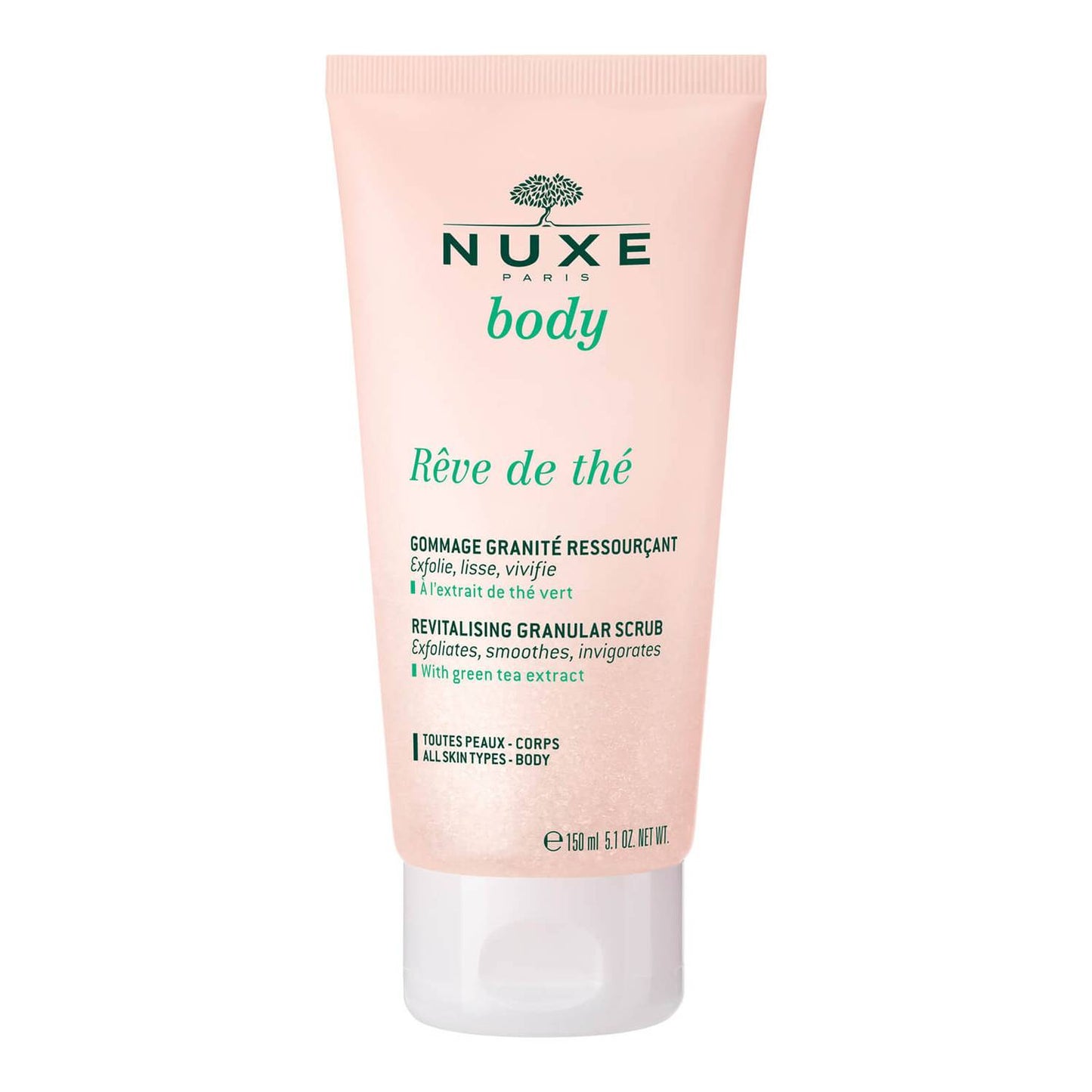 Nuxe Revitalising Granular Scrub, Rêve de Thé is an ultra fresh exfoliating scrub that soothes and invigorates your skin.