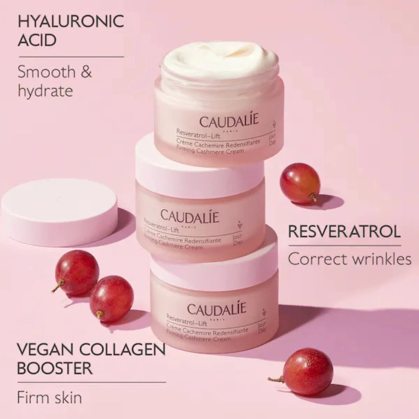 Resveratrol-Lift Firming Cashmere Cream instantly reduces wrinkles, visibly firms, and moisturizes the skin.
