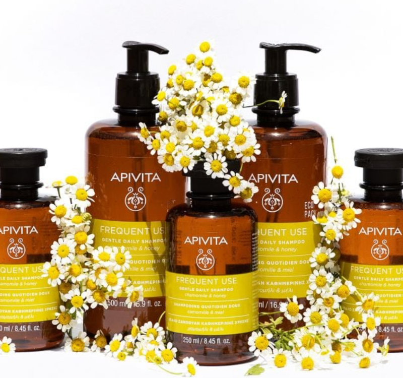 Apivita frequent use shampoo contains organic honey & panthenol hydrate while chamomile & calendula extracts protect against irritation & split ends.