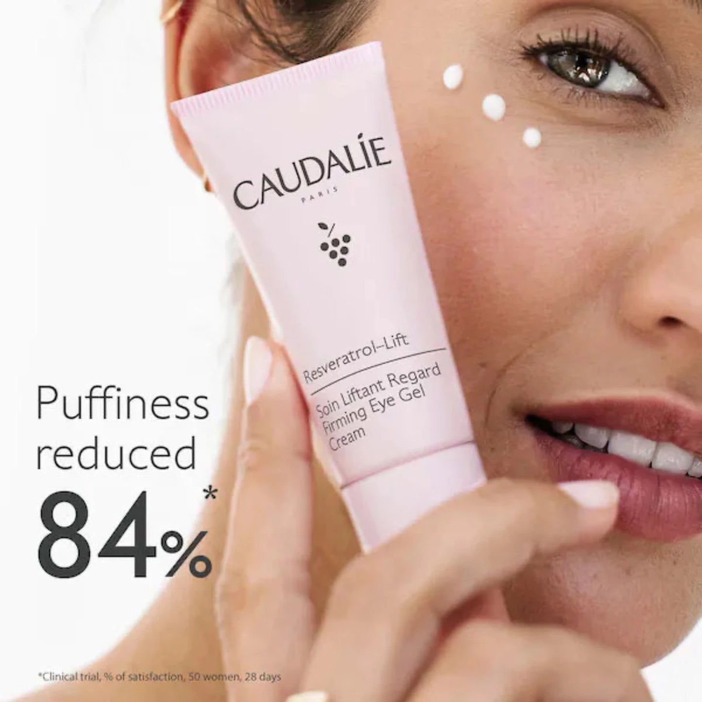 Caudalie Resveratrol-Lift Firming Eye Gel Cream reduces puffiness by 84%.