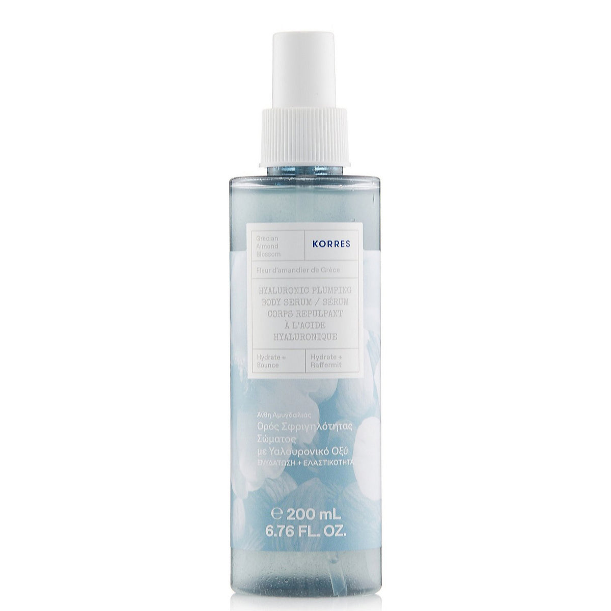 Korres Almond Blossom Hyaluronic Plumping Body Serum reduces the look of fine lines and wrinkles for a complexion that appears plump and smooth.