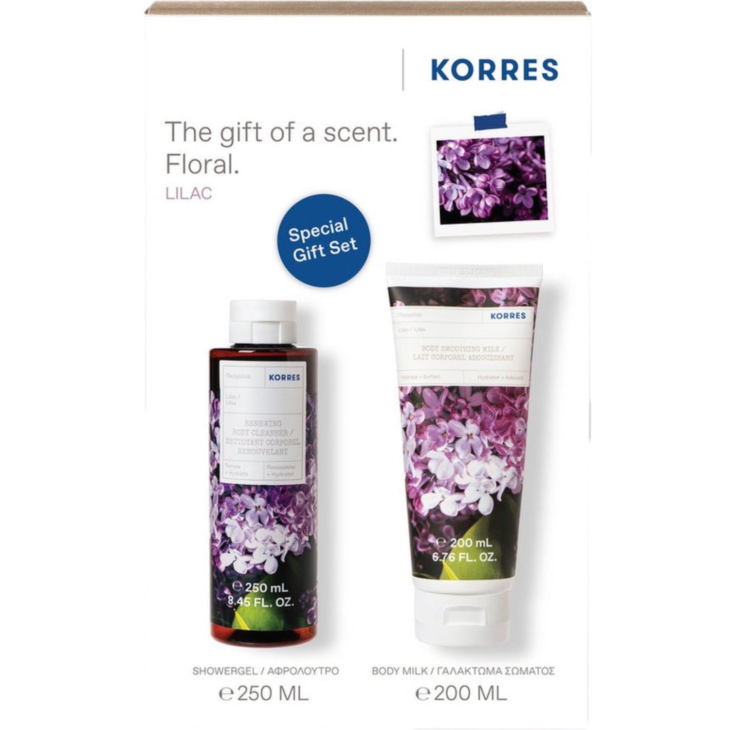 Revitalise your shower atmosphere, give a spa feeling to your everyday routine with Korres Liliac Shower gel and Body milk.