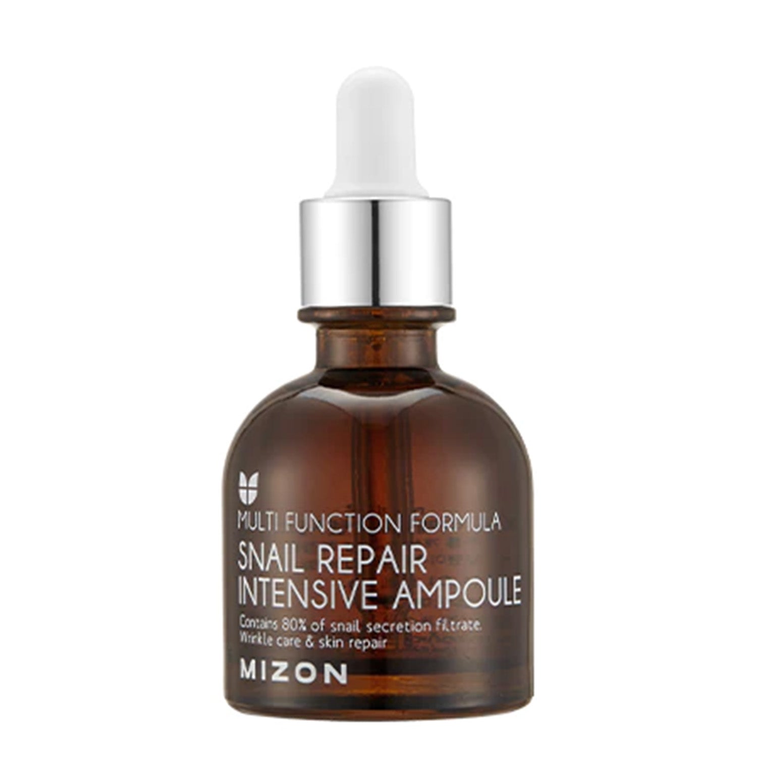 MIZON Snail Repair Intensive Ampoule with active ingredients such as hydrating Sodium hyaluronate and antioxidant-rich cocoa, this product leaves skin silky smooth and rejuvenated. 