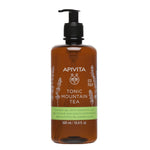 Apivita Tonic Mountain Tea Shower Gel with Essential Oils cleanses gently without dehydration, providing protection against oxidative stress with Greek mountain tea.