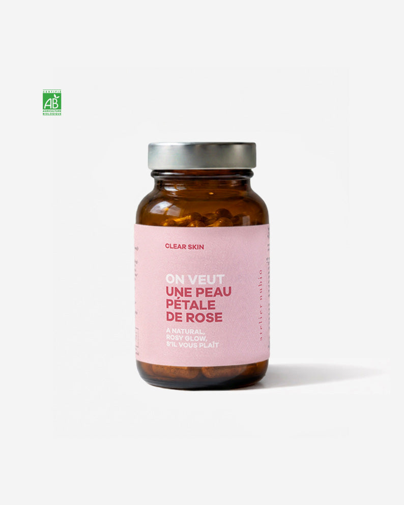 Atelier Nubio A Natural, Rosy Glow, S'il Vous Plait jar of 60 capsules