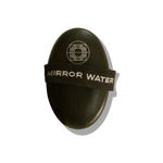 MIRROR WATER Ultra-Soft BUFF Body Dry Brush packshot showing the dark beech wood back, engraved circular mark and branded strap