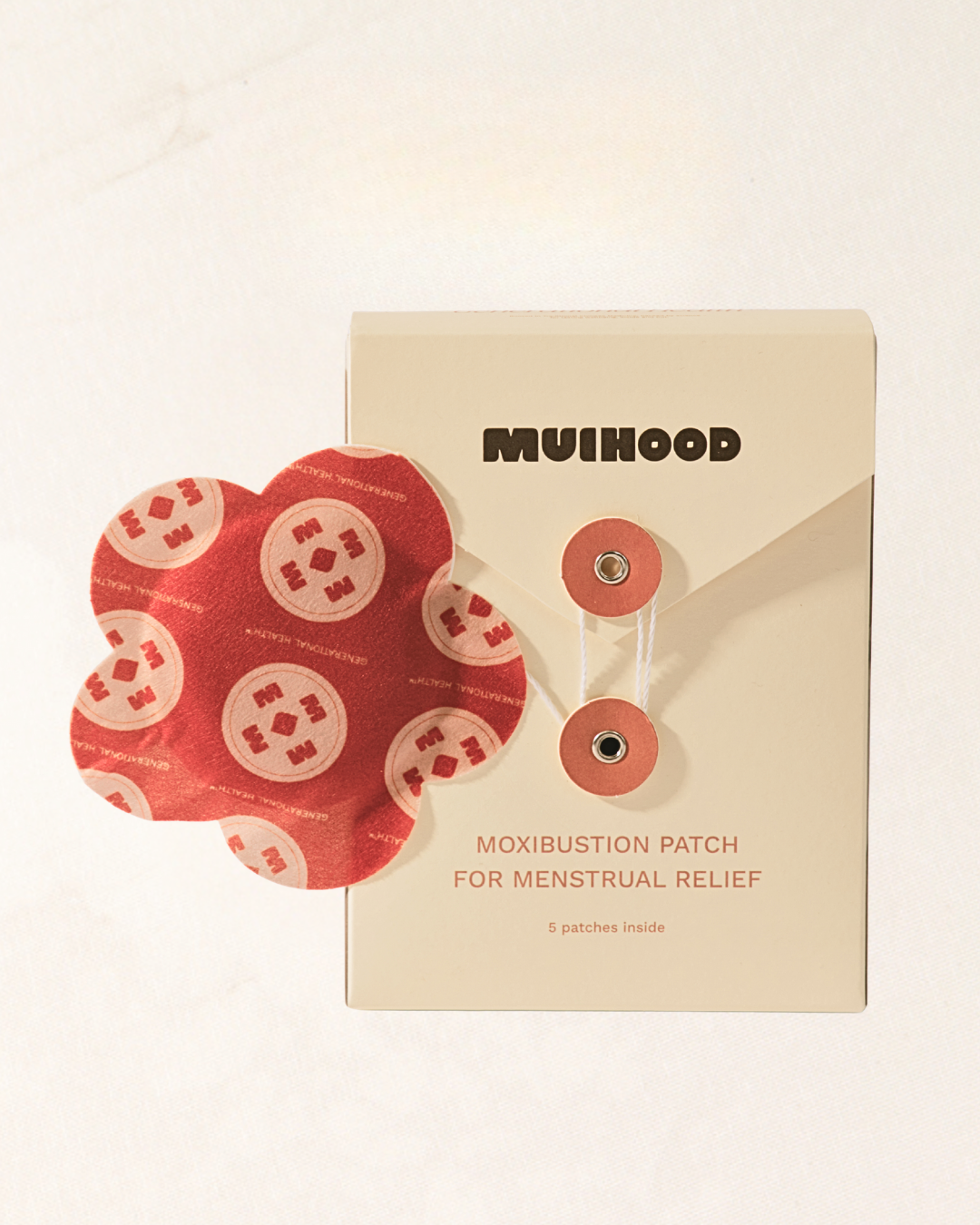 Muihood Menstrual Relief Moxibustion Patch red flower-shaped patch with its box