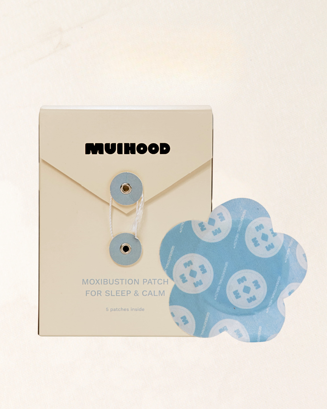 Muihood Sleep and Calm Moxibustion Patch blue flower-shaped patch with its box