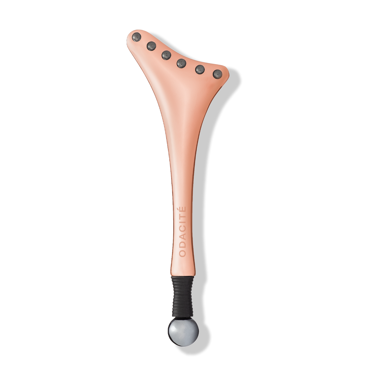 Odacité Cryo-Tech Facial Tool rose-gold double-ended tool with gua sha edge and acupressure ball on white