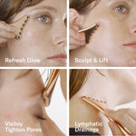 Odacité Cryo-Tech Facial Tool gua sha end in use on cheek, jaw and neck