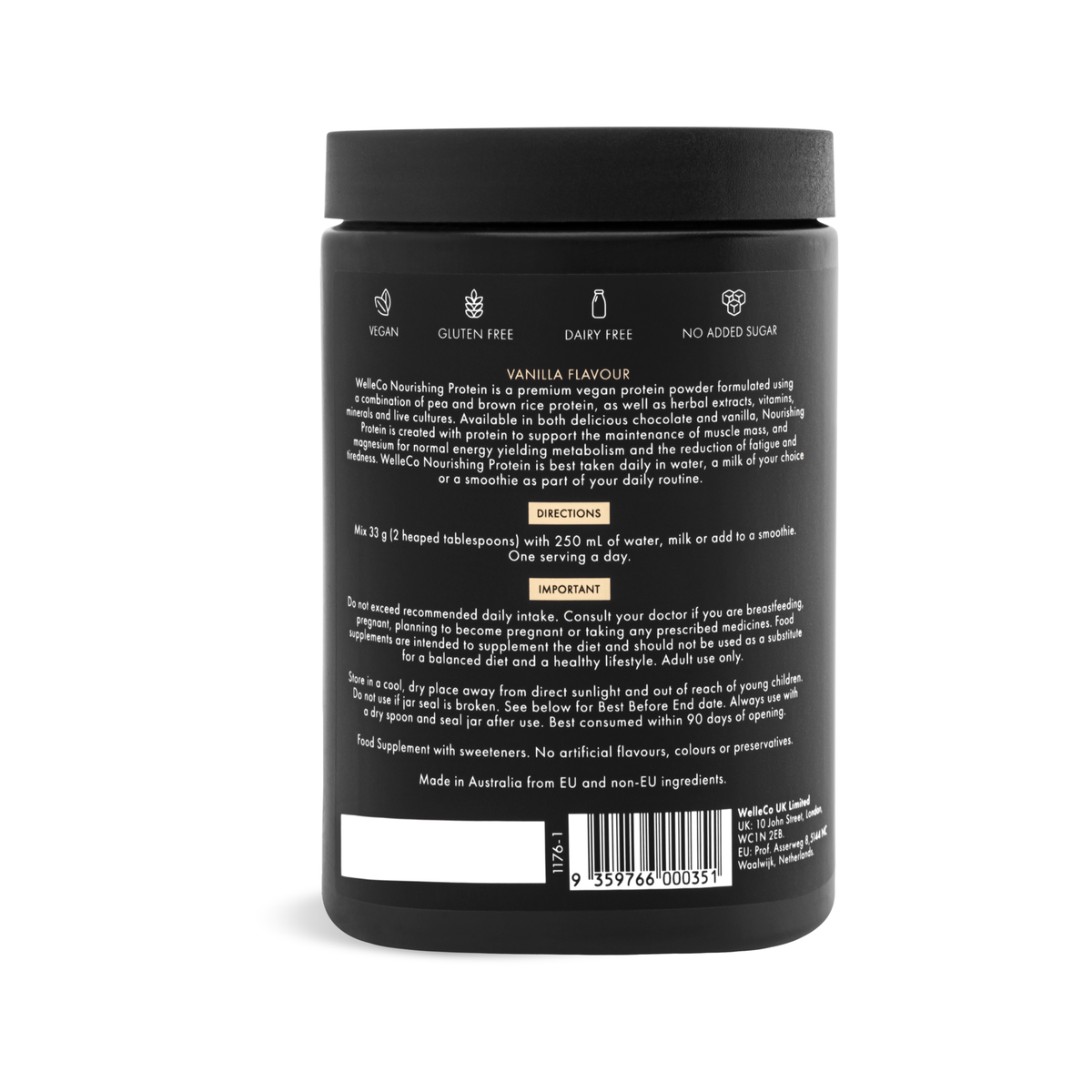 WelleCo Nourishing Protein Vanilla 300g jar