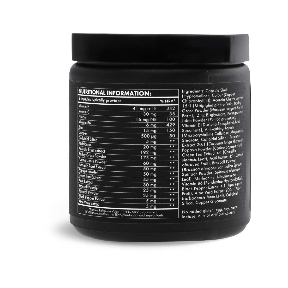 WelleCo The Skin Elixir jar side label with nutritional information and ingredients