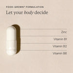 Wild Nutrition Food-Grown Zinc Plus capsule showing zinc and B vitamins