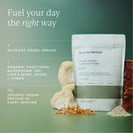 Wild Nutrition Organic Protein + Superfood Powder pouch with mushrooms, greens and key benefits