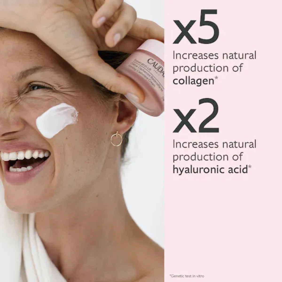 Resveratrol-Lift Firming Cashmere Cream increases natural collagen and hyaluronic acid production. 