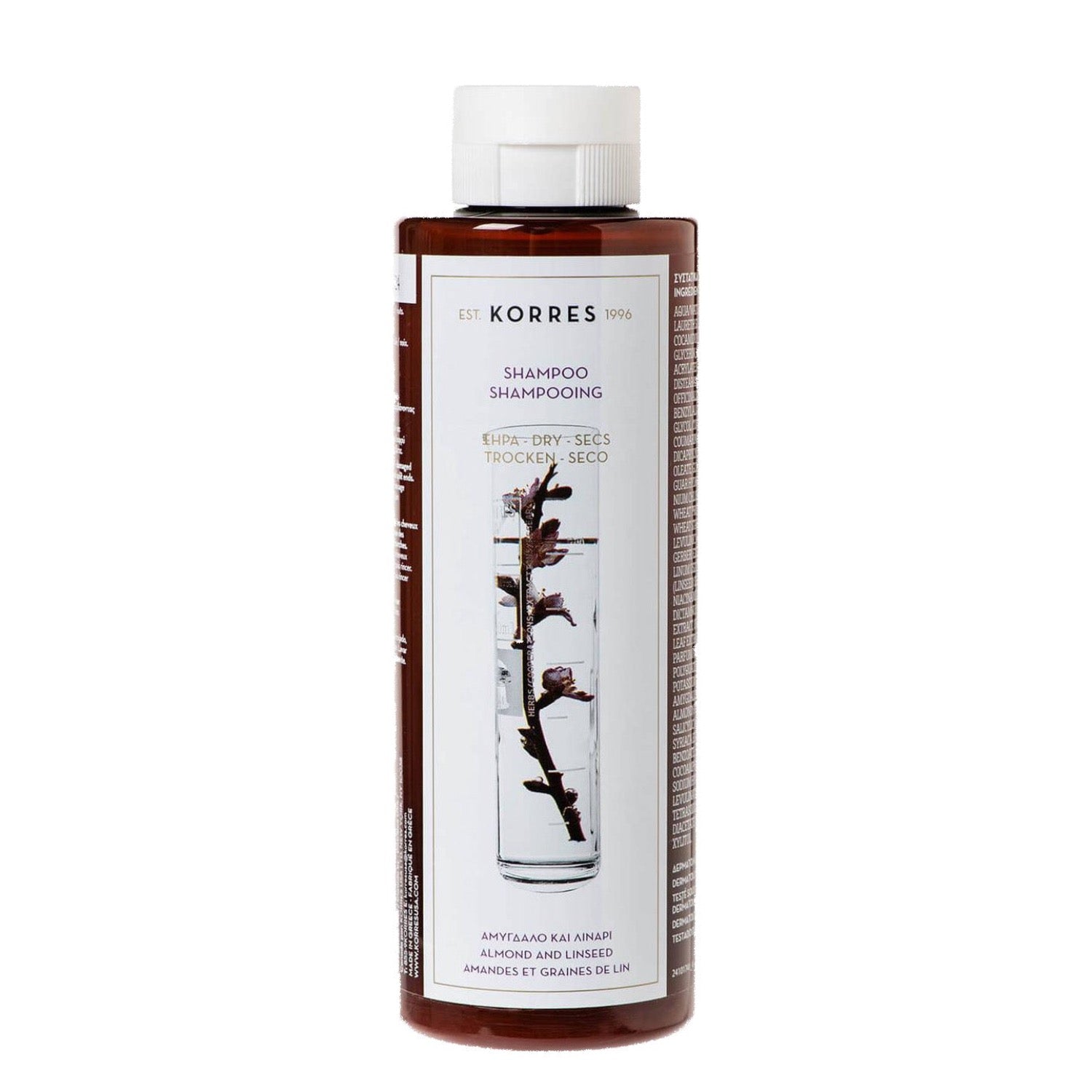 Korres Almond & Linseed Shampoo is formulated to help nourish dry and damaged hair, minimising the potential for breakage and split ends. 