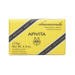 Apivita Camomile soap boasts a 98% natural origin formulation for a gentle, effective cleansing experience. Soothing chamomile extract and honey moisture the skin, while a palm oil and coconut oil base creates a rich lather.