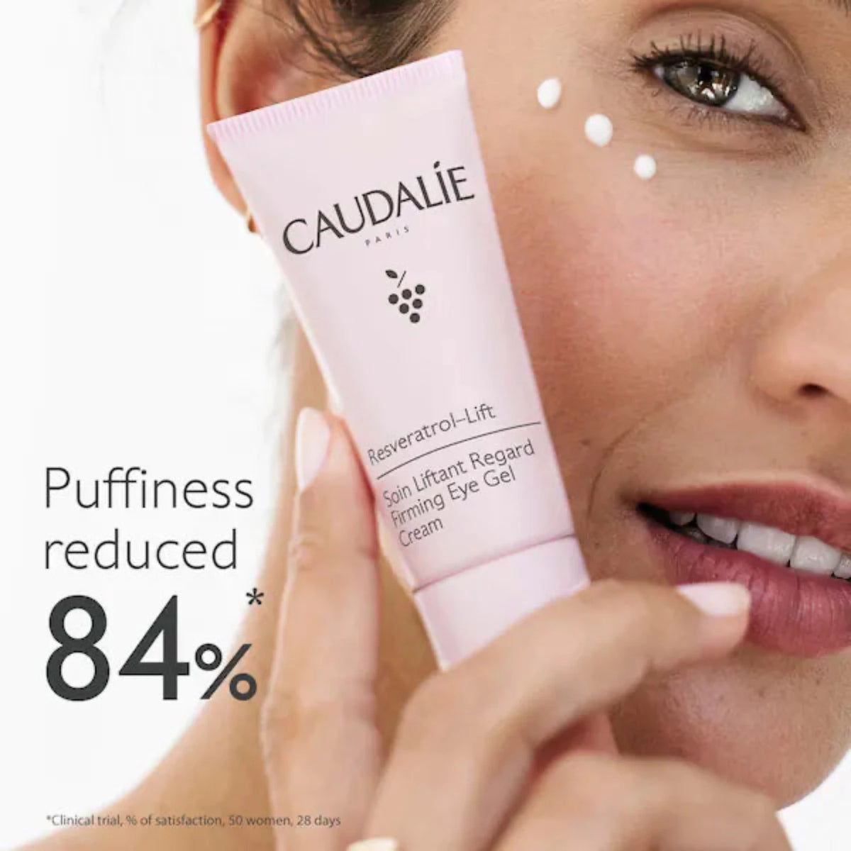 Caudalie Resveratrol-Lift Firming Eye Gel Cream reduces puffiness by 84%.