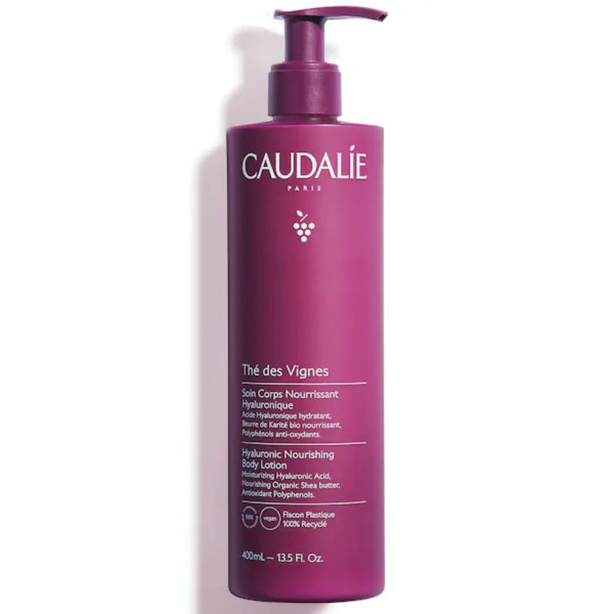 hé des Vignes Hyaluronic Nourishing Body Lotion quickly provides moisture and nourishment, leaving skin softer and brighter with a visible suppleness.